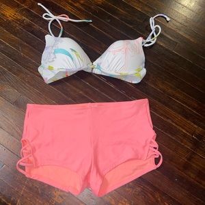 Cute summer pattern spank bottoms bikini